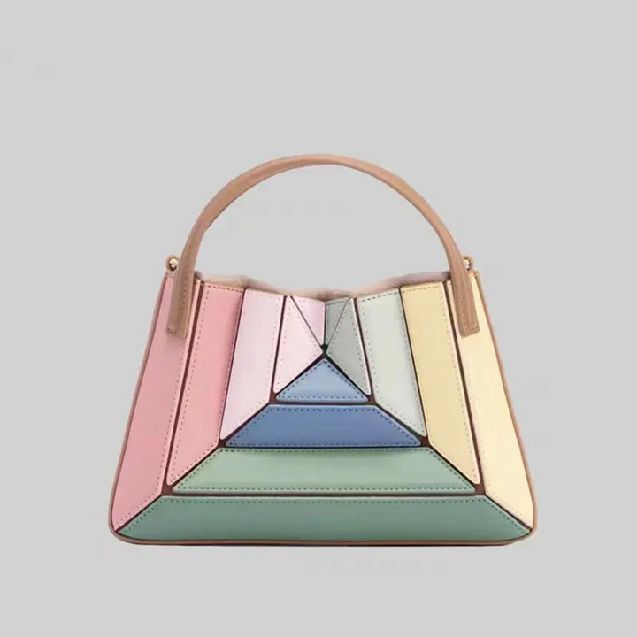 Modern Handbag with Geometric Design - GeoChic-Pink-Nora Luxe