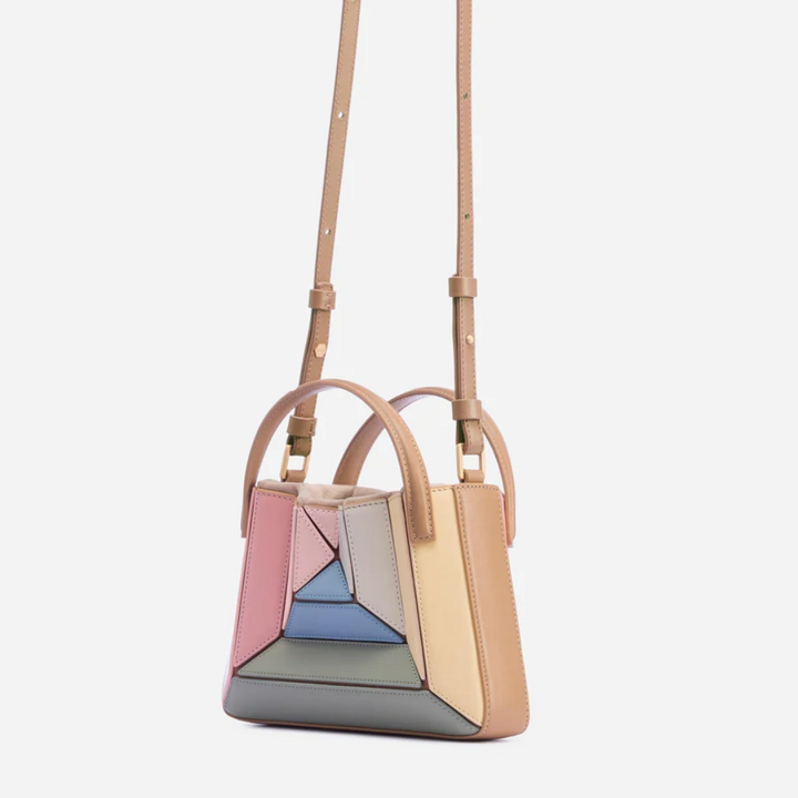 Modern Handbag with Geometric Design - GeoChic-Pink-Nora Luxe