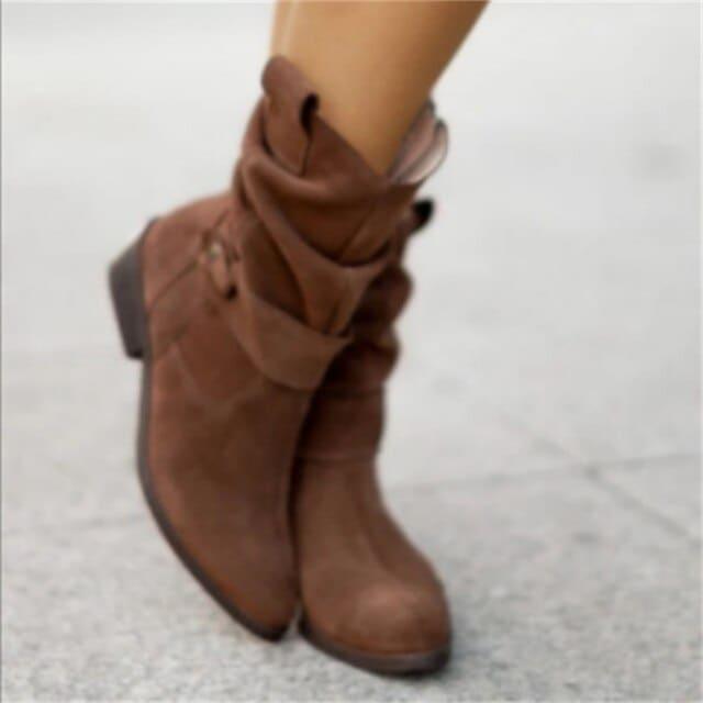 Modern Low Heel Suede Boots - Nova-Dark Brown-5.0-Nora Luxe