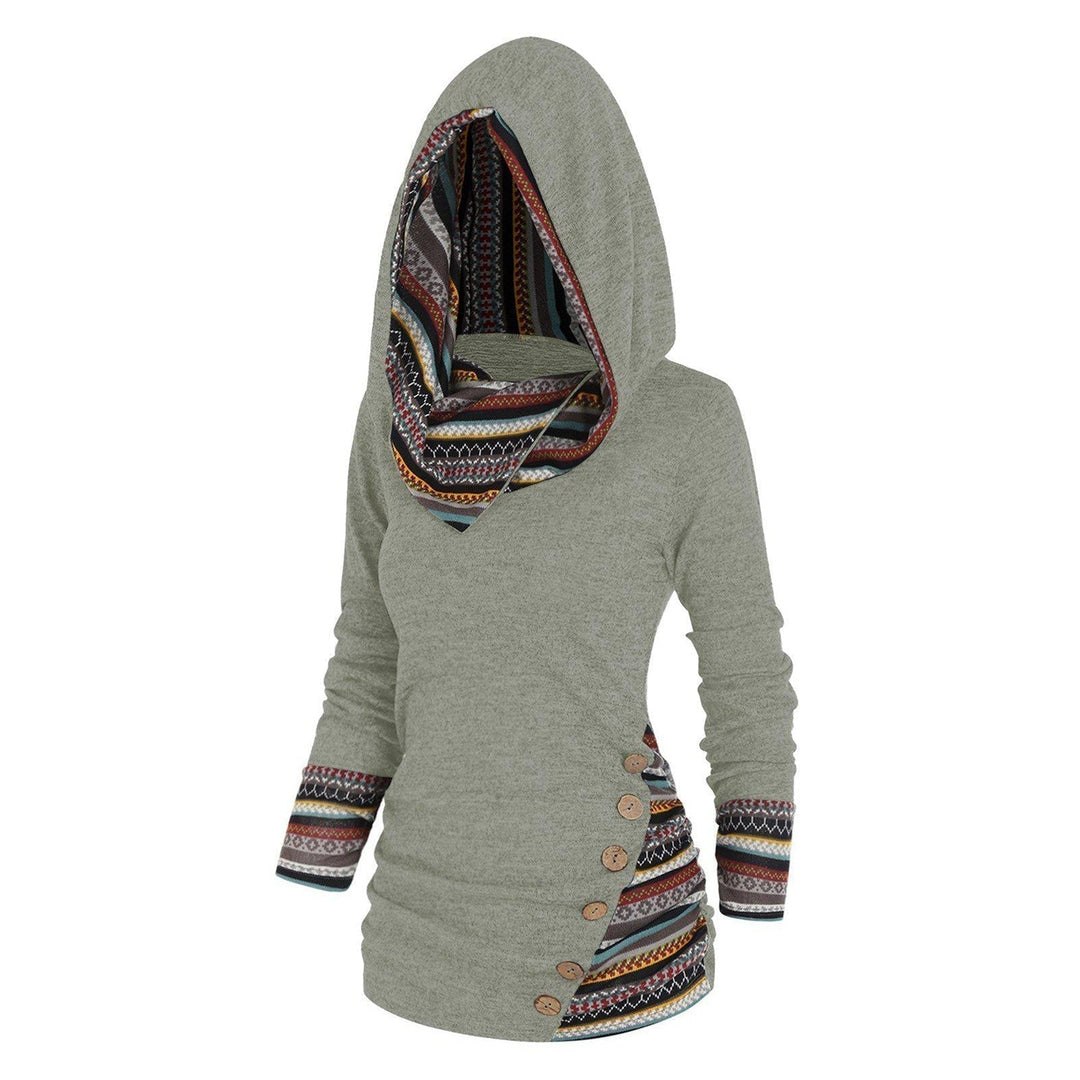 Autumn Ladies' Hooded Sweater with Tribal Pattern – Tavira