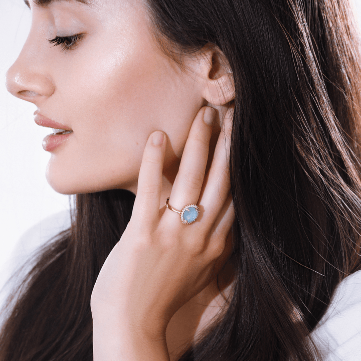 Mystical Shine Cocktail Ring – Elowen-Blue-Nora Luxe