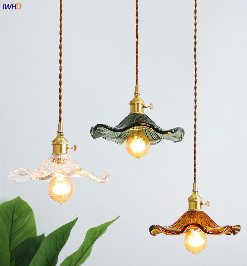 NORDIC DESIGN LED HANGING LAMP | COLOURED GLASS & COPPER LIGHTING FOR BEDROOM, LIVING ROOM & BAR-Glass A-Nora Luxe