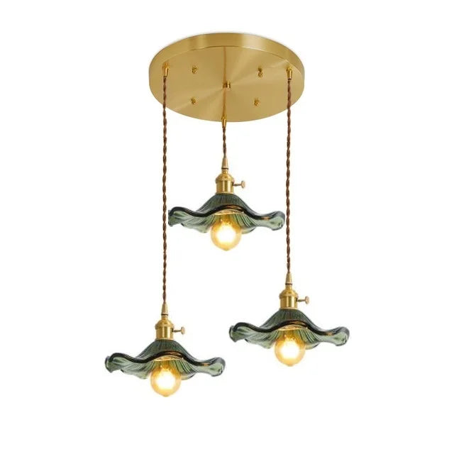 NORDIC DESIGN LED HANGING LAMP | COLOURED GLASS & COPPER LIGHTING FOR BEDROOM, LIVING ROOM & BAR-Glass C-Nora Luxe