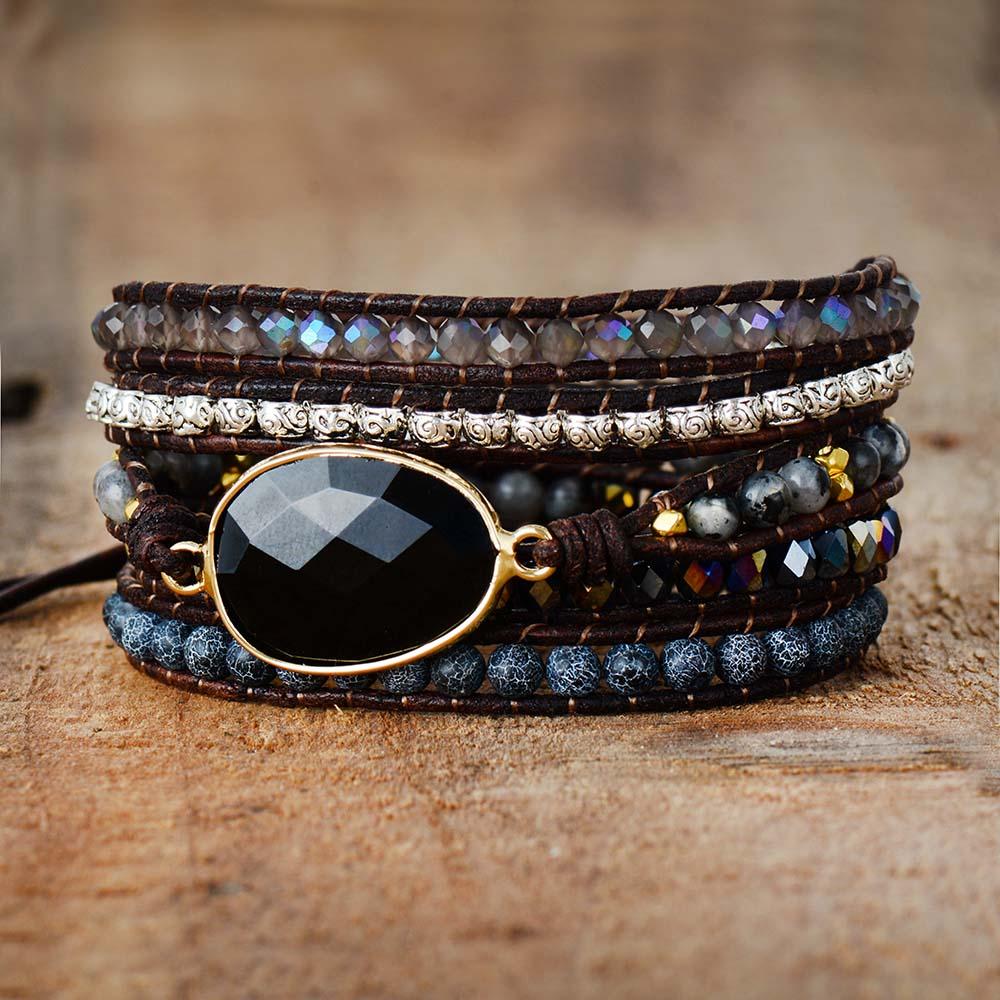 Onyx Moonlight Protective Wrap Bracelet - Lunara-Nora Luxe