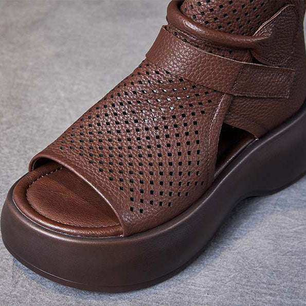 Orthopaedic leather sandals for women with shock-absorbing sole – Meike-Brown-2.5-Nora Luxe