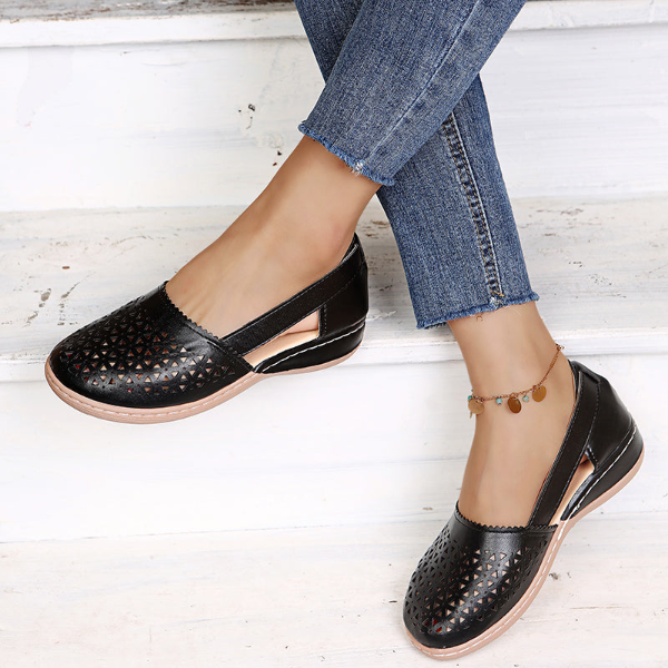 Orthopaedic Slip-ons with Cut-outs - Lena-Black-4.5-The Livary