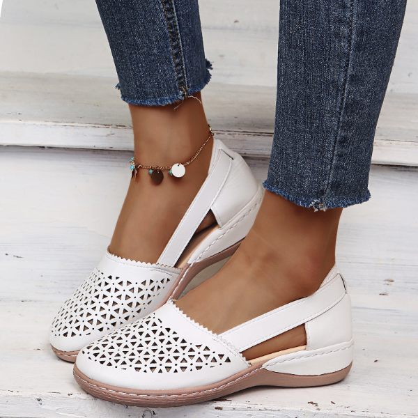 Orthopaedic Slip-ons with Cut-outs - Lena-White-4.5-The Livary