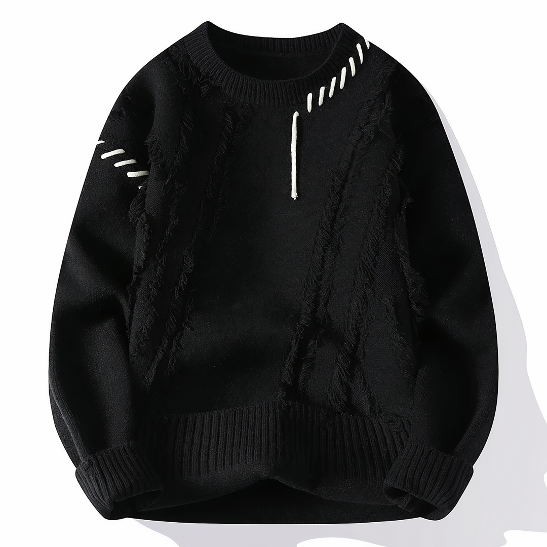 Patchwork Men's Sweater - Jasper-Black-XS-Nora Luxe