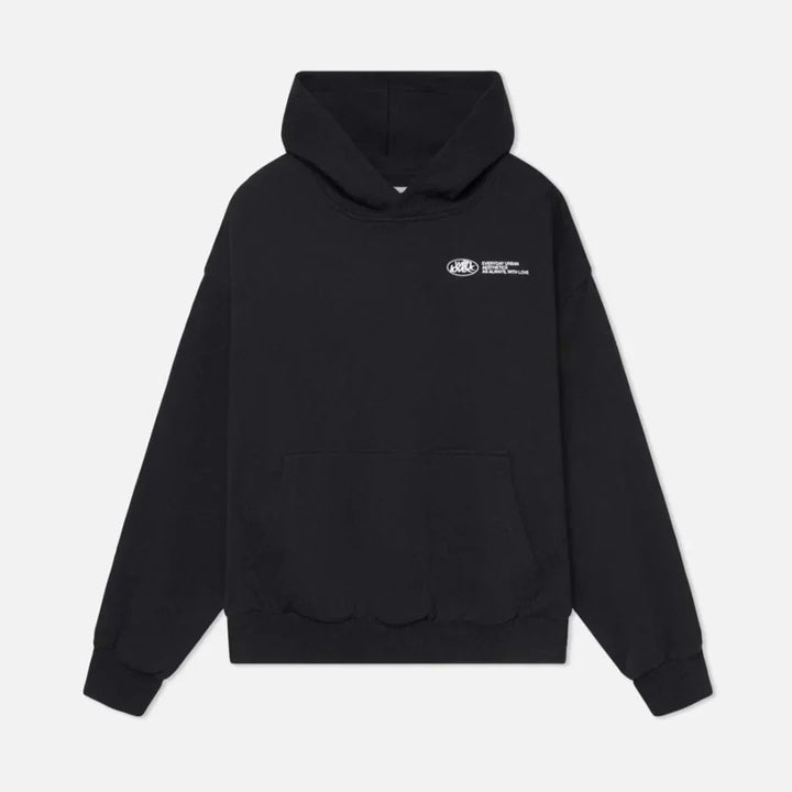 Cuddly autumn hoodie with back print – Love