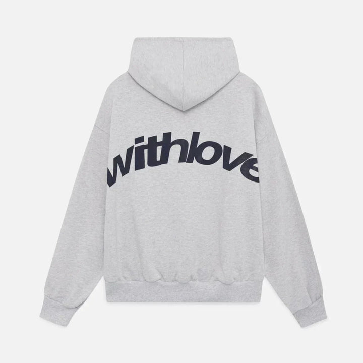 Cuddly autumn hoodie with back print – Love