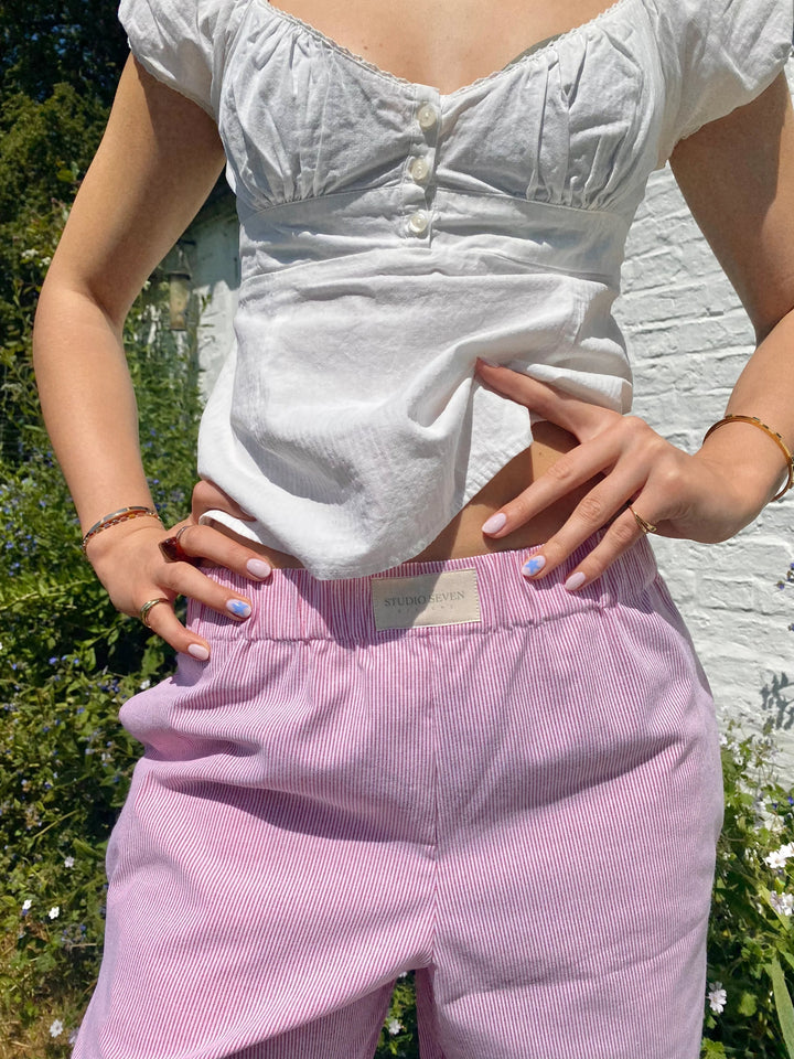 Ladies' lounge trousers with a stripe pattern – Elvira