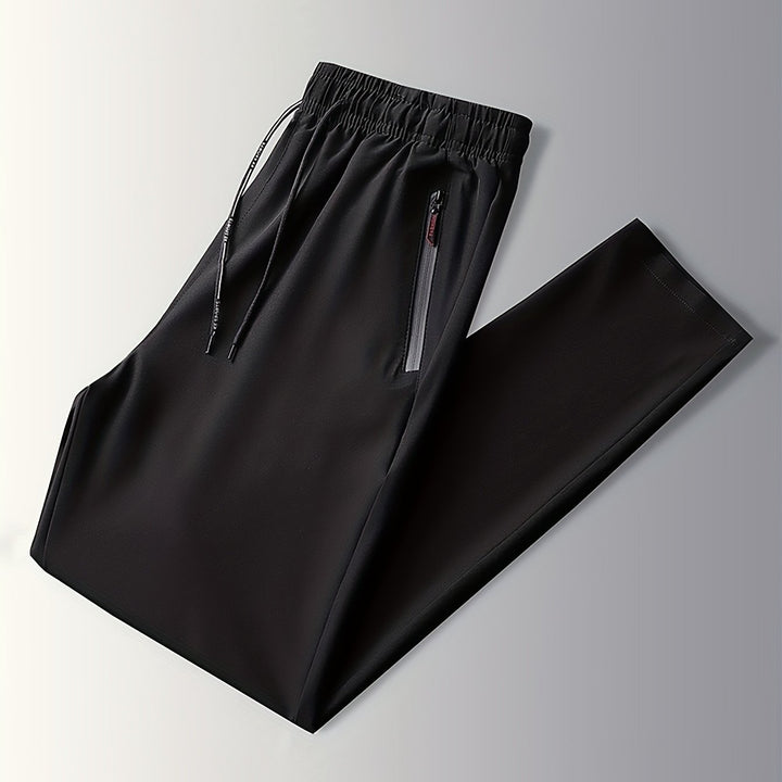Plain Jogging Trousers with Zip Details - Milan-Black-XS-Nora Luxe