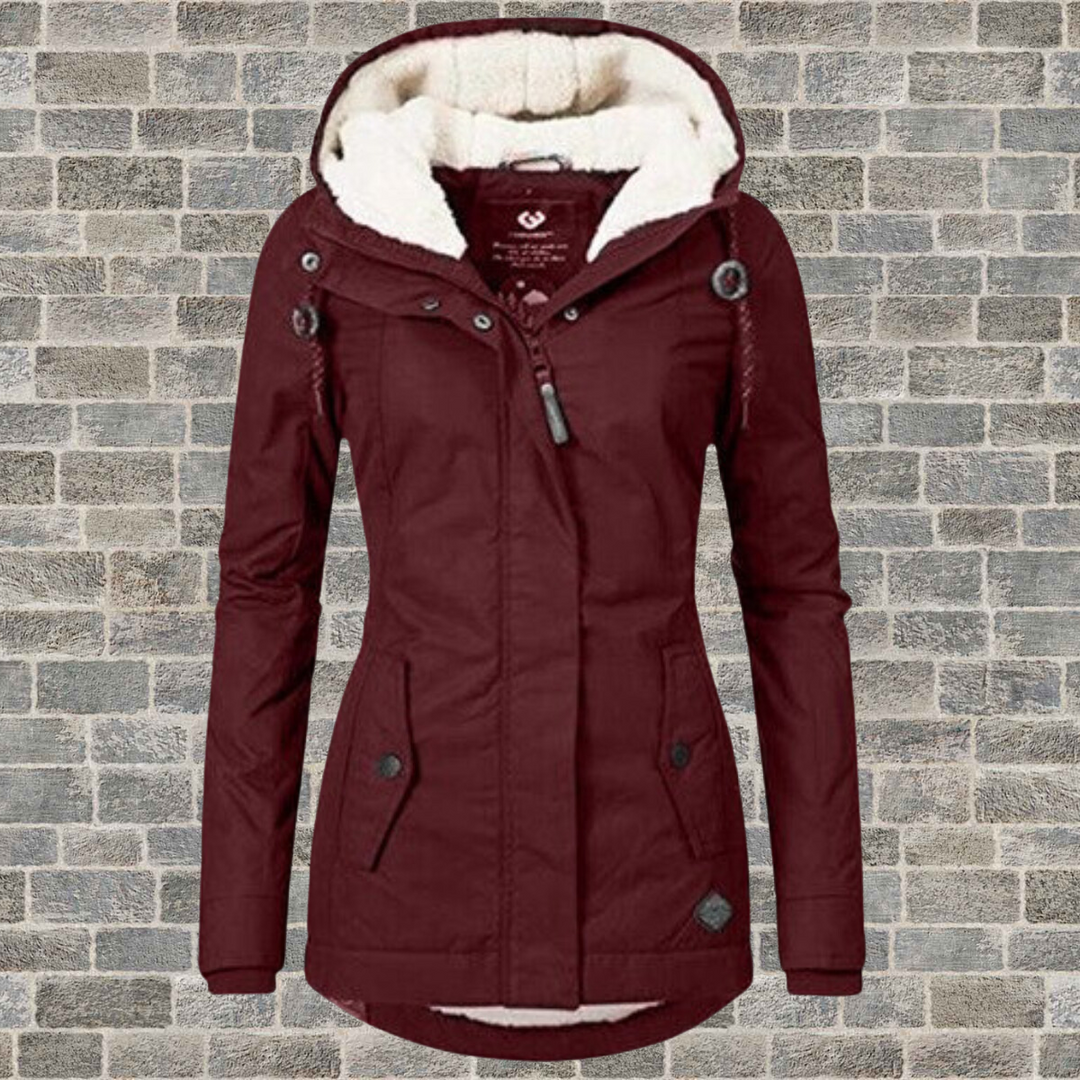 Pleated Cotton Winter Jacket with Hood - Mila-Bordeaux-S-Nora Luxe