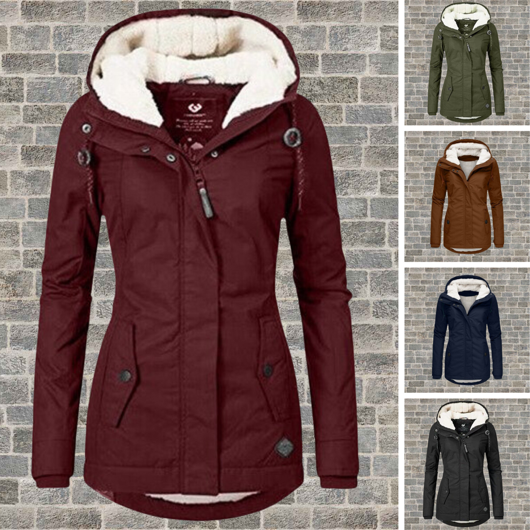 Pleated Cotton Winter Jacket with Hood - Mila-Gray-S-Nora Luxe