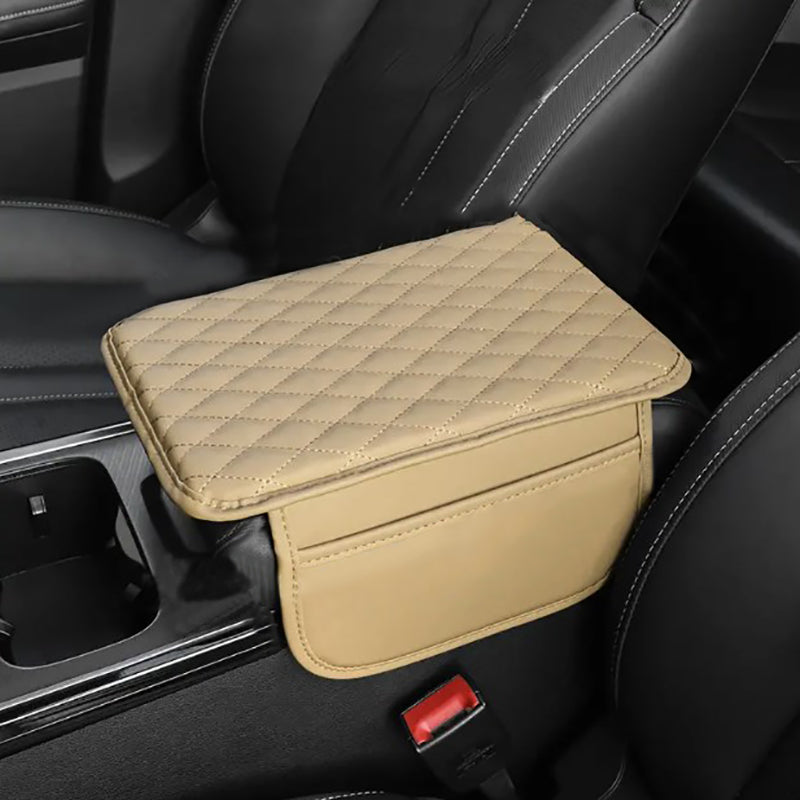 PU Leather Car Armrest Mat-Beige-Nora Luxe