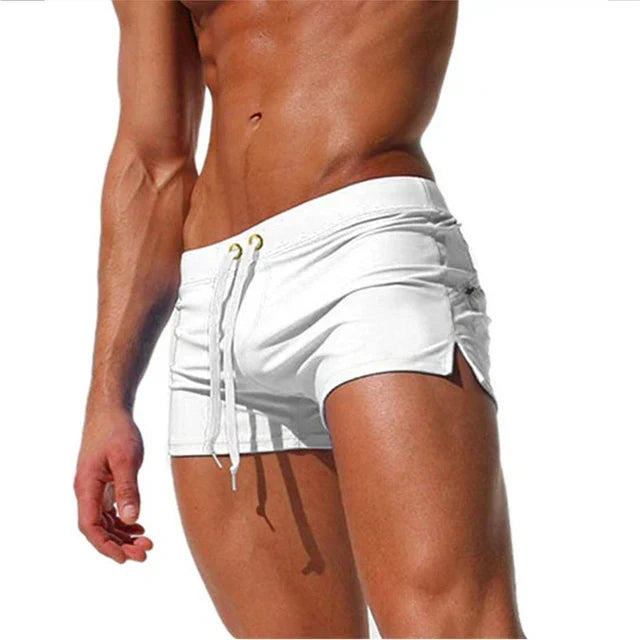 Quick-drying men's swim shorts with pockets – Leano-White-S-Nora Luxe