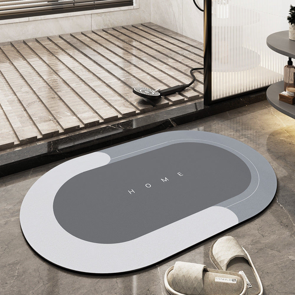 Quick-drying, Super Absorbent Bath Mat - AquaComfort-Light Gray-Oval-15.75*31.49 inches-Nora Luxe