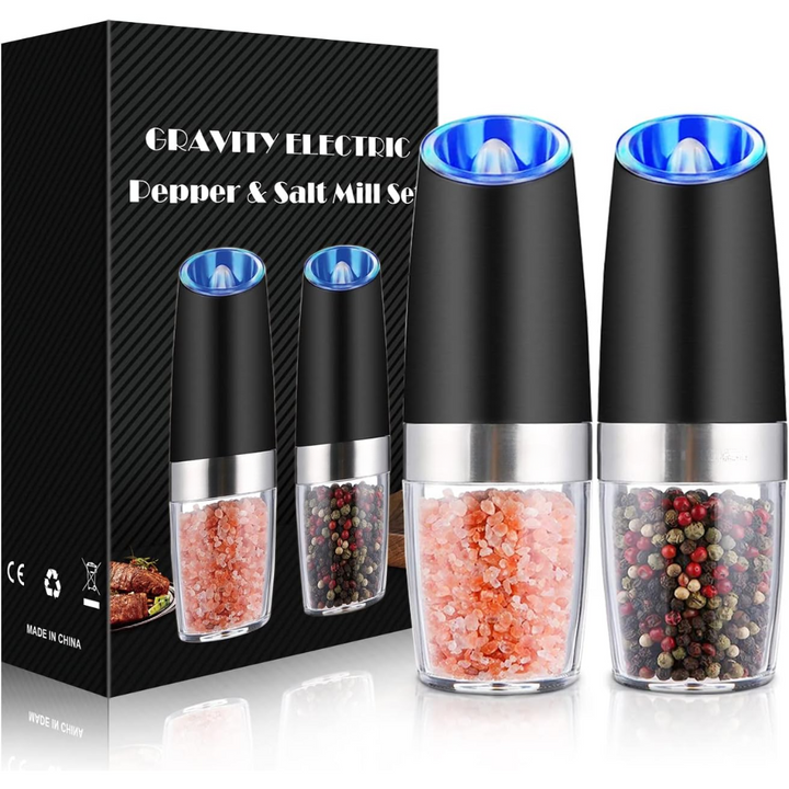 Rechargeable Electric Pepper and Salt Mill Set - GrindMaster Duo-Black-Nora Luxe