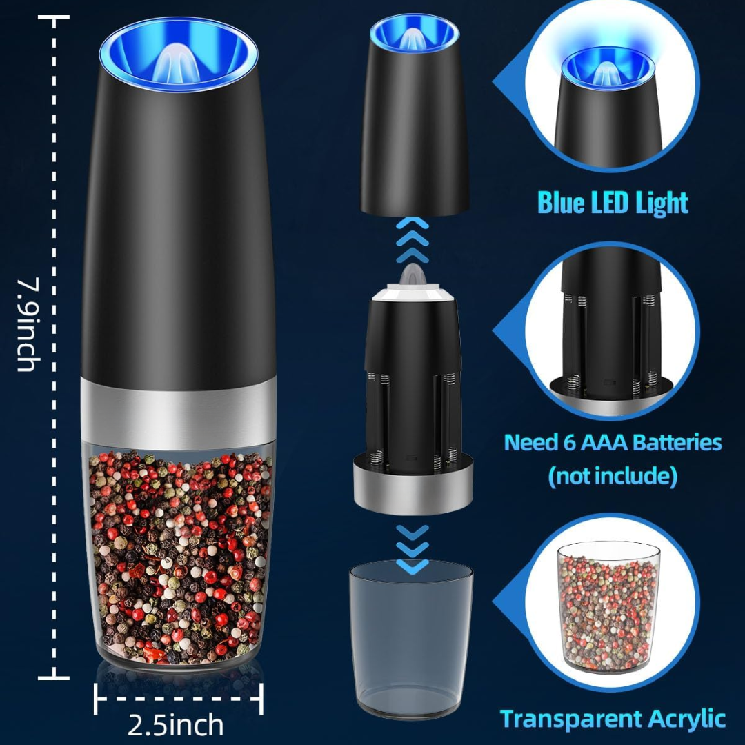 Rechargeable Electric Pepper and Salt Mill Set - GrindMaster Duo-Black-Nora Luxe