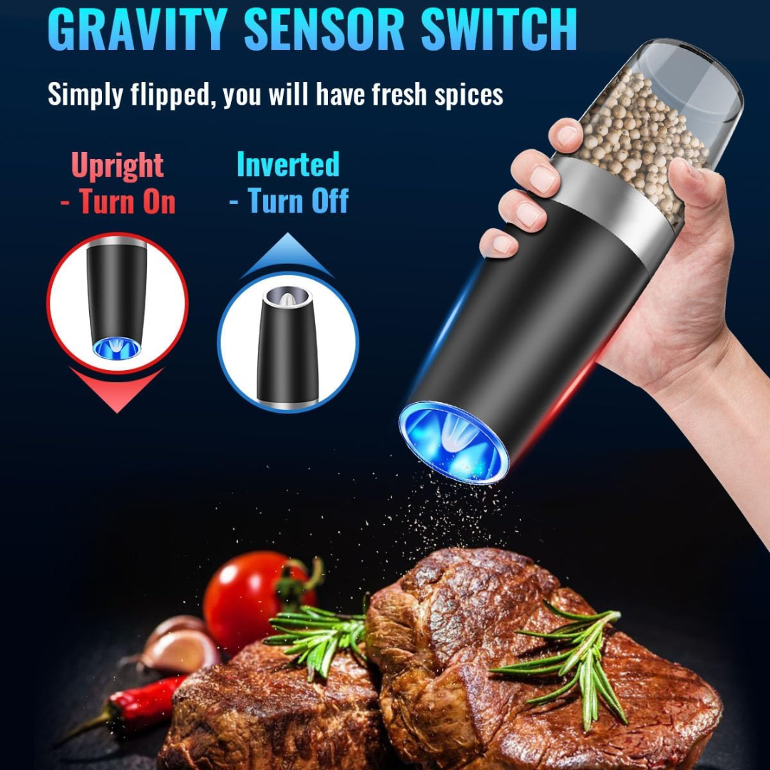 Rechargeable Electric Pepper and Salt Mill Set - GrindMaster Duo-Black-Nora Luxe