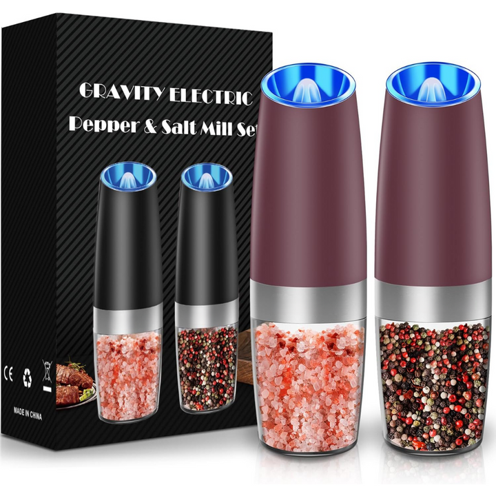 Rechargeable Electric Pepper and Salt Mill Set - GrindMaster Duo-Black-Nora Luxe