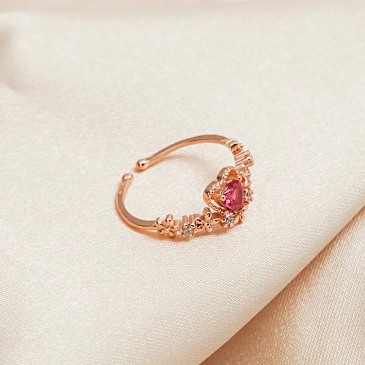 Red Crystal Love Ring - Scarlett-Nora Luxe