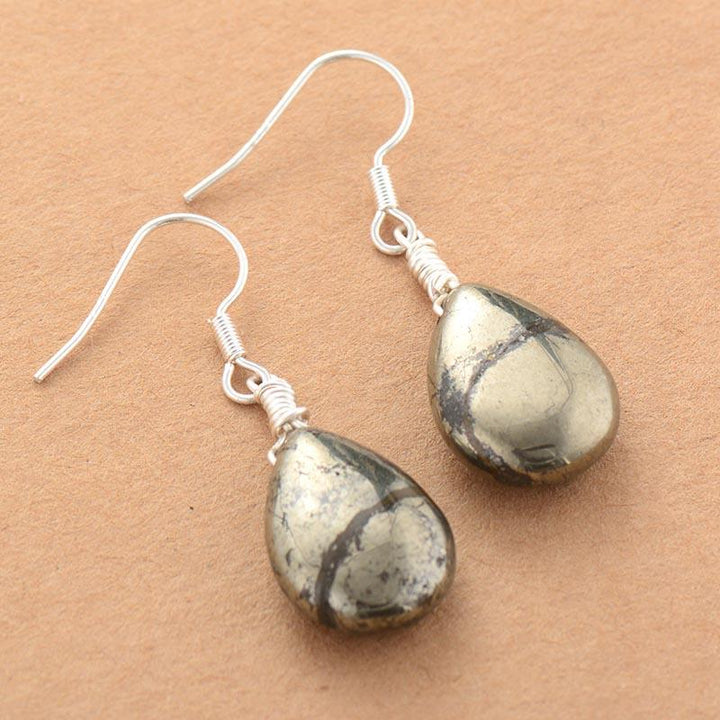 Reflective Pyrite Drop Earrings - Elara-Nora Luxe