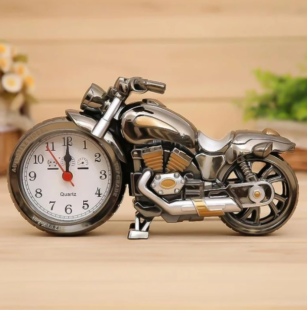 Retro Motorcycle Alarm Clock - MotoTime-Silver-Nora Luxe