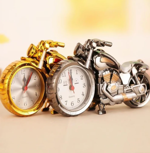 Retro Motorcycle Alarm Clock - MotoTime-Silver-Nora Luxe