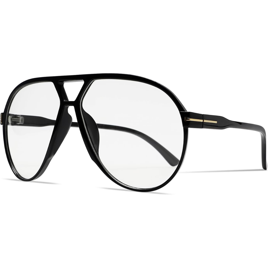 Retro Oversized Aviator Sunglasses - Amara-Black Clear-Nora Luxe