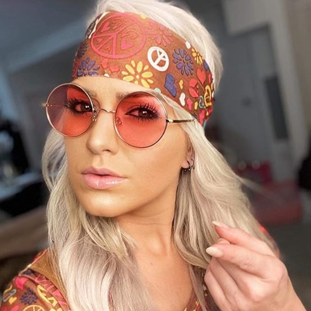 Retro Round Polarized Sunglasses - Lennon-Gold/Clear Purple-Nora Luxe