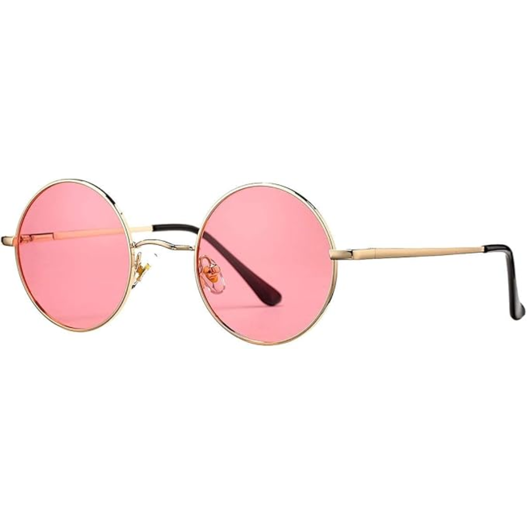 Retro Round Polarized Sunglasses - Lennon-Gold/Clear Purple-Nora Luxe