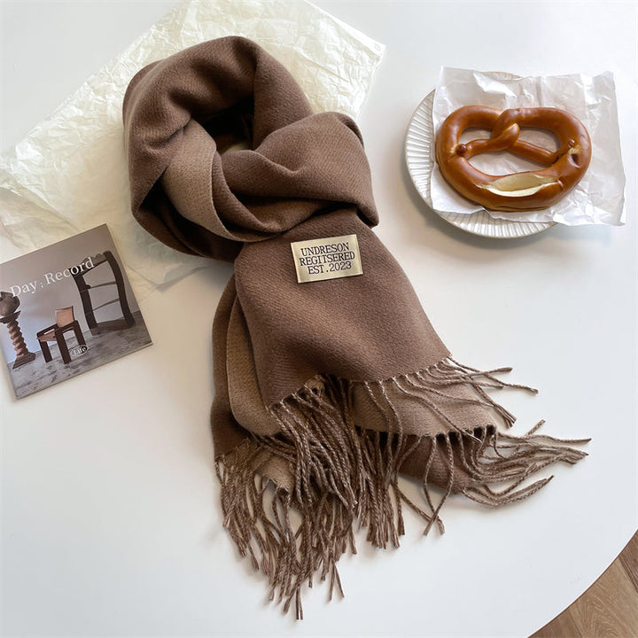 Reversible Pashmina Scarf - Elena-Dark Brown-Nora Luxe