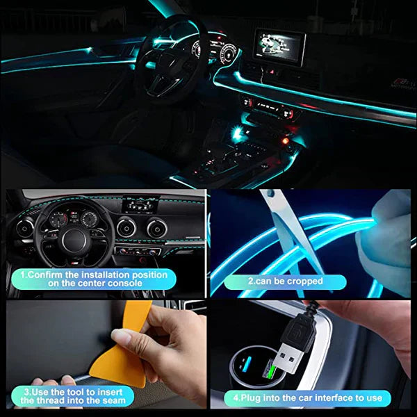RGB Interior Lighting for Car - GlowLine-Light blue-The Livary