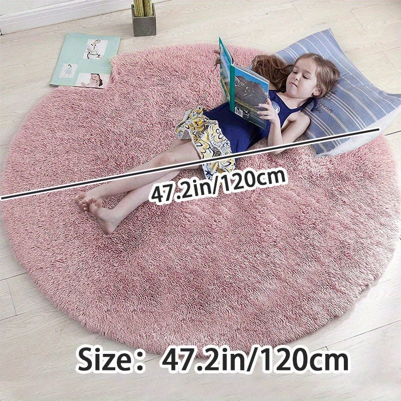 Round Fluffy Rug - Clouda-Light grey-120cm x 120cm-The Livary