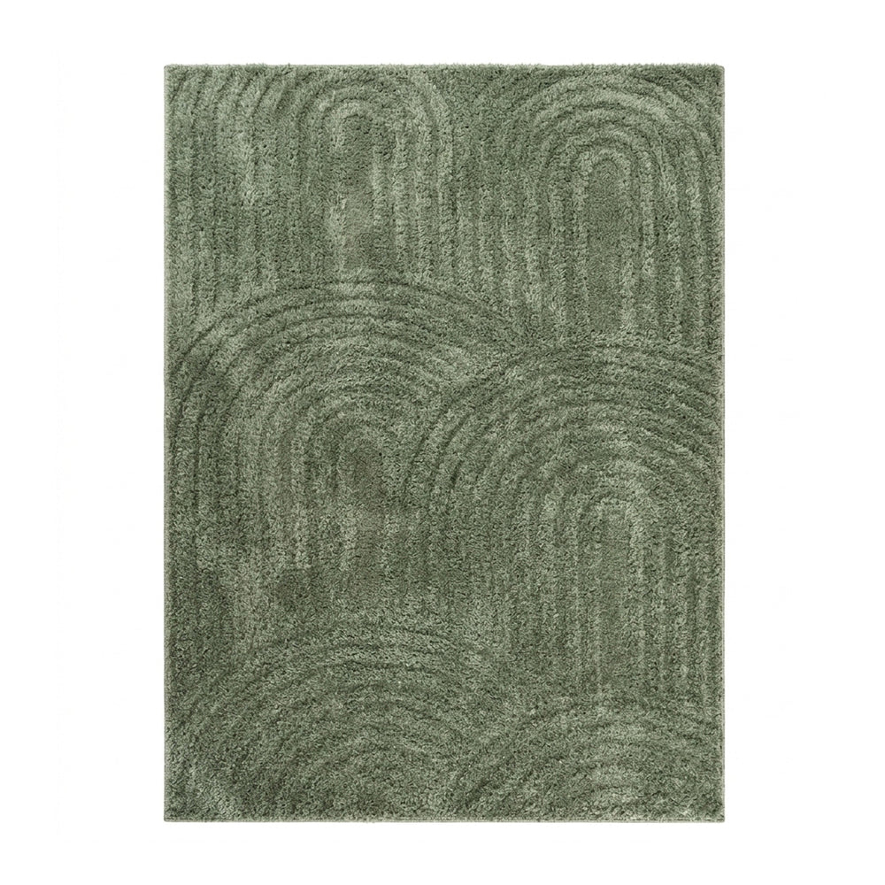 Top-down view of the whole green rug showing the raised arch pattern against a white background 2