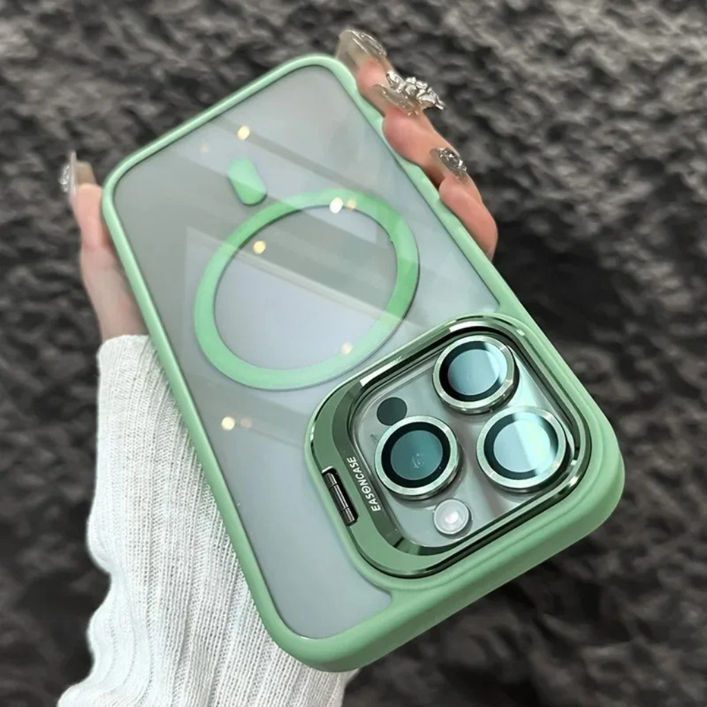 Shockproof Magnetic Phone Case with Glass Lens Guard & Stand