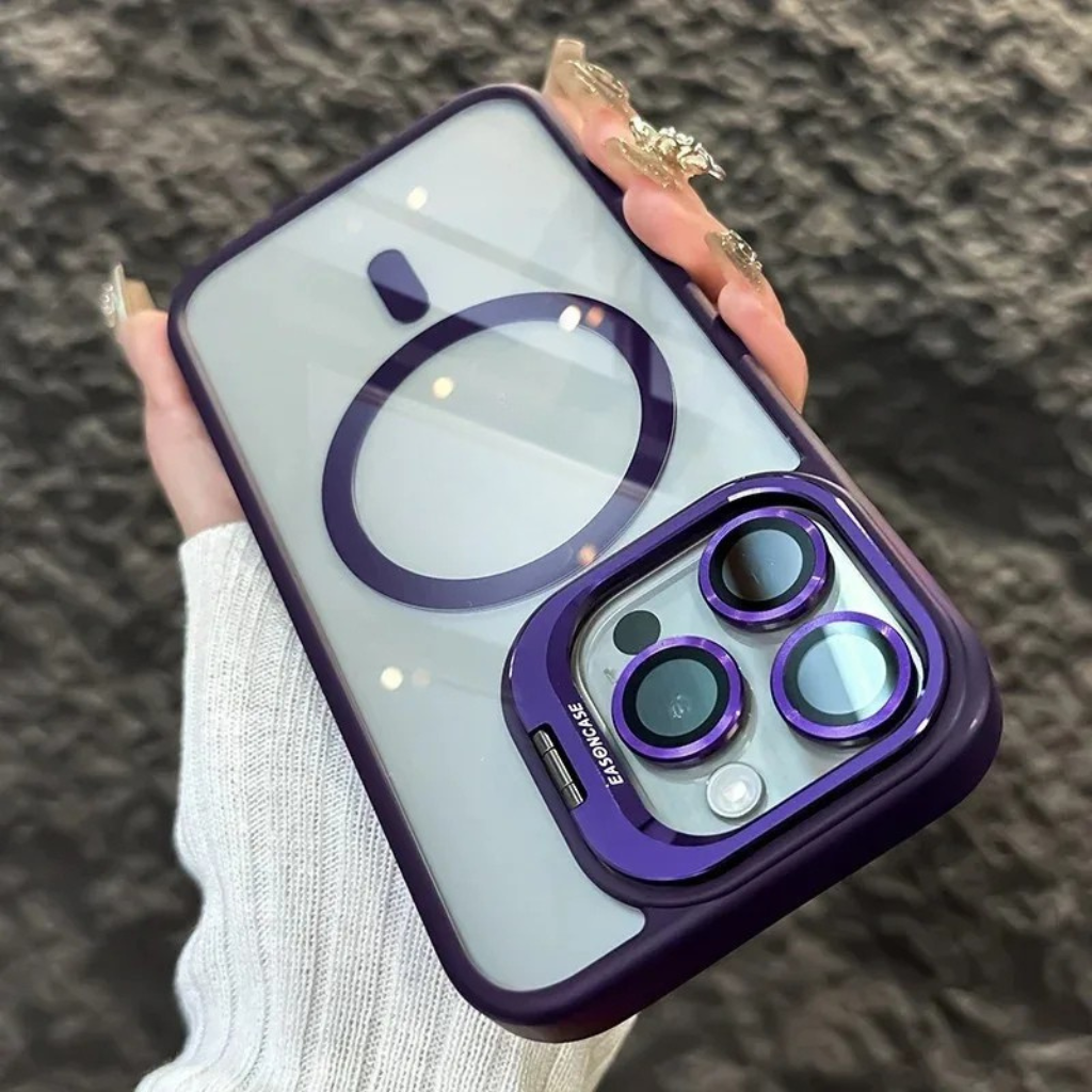 Shockproof Magnetic Phone Case with Glass Lens Guard & Stand