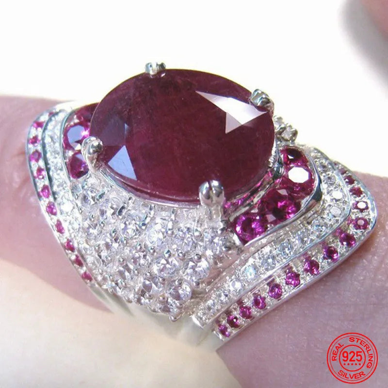 Silver Ring with Ruby – Seraphine-Diameter 16.5-The Livary