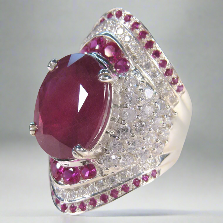 Silver Ring with Ruby – Seraphine-Diameter 16.5-The Livary