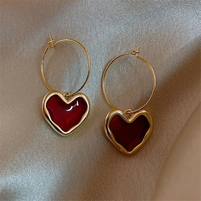 Small Red Heart Earrings - Amore-Nora Luxe