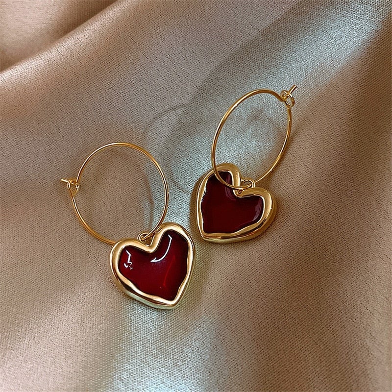 Small Red Heart Earrings - Amore-Nora Luxe