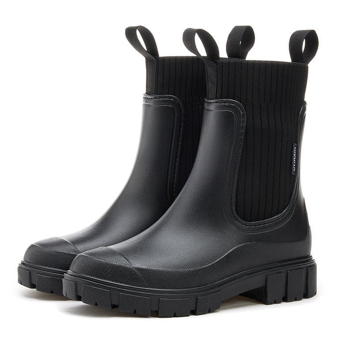 Women's waterproof rain boots with a thick tread sole – Arvella