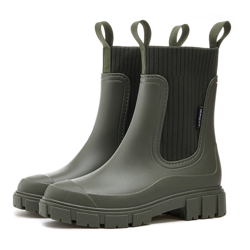 Women's waterproof rain boots with a thick tread sole – Arvella