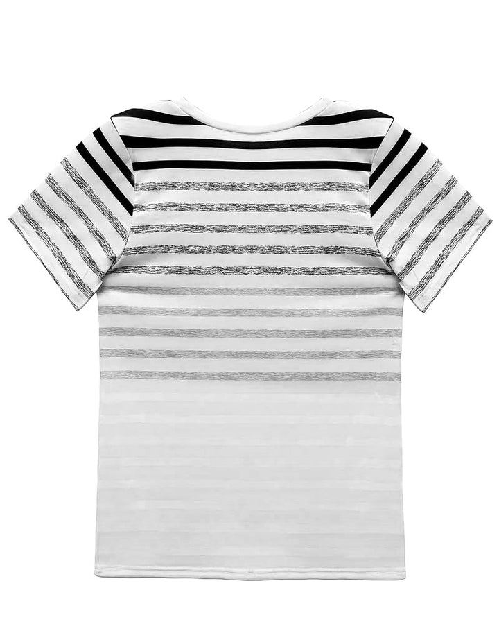 Striped women's T-shirt with round neckline & gradient – Melia-Light pink-S-Nora Luxe