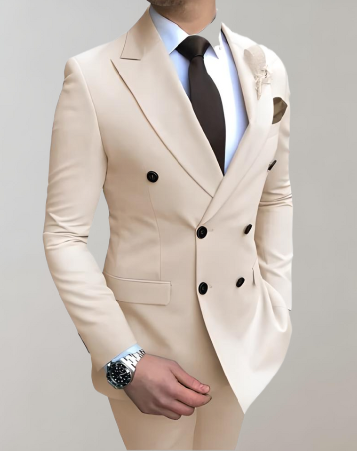 Stylish 2-Piece Men's Suit - Leon-Beige-S-Nora Luxe