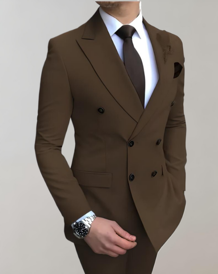 Stylish 2-Piece Men's Suit - Leon-Coffee-S-Nora Luxe