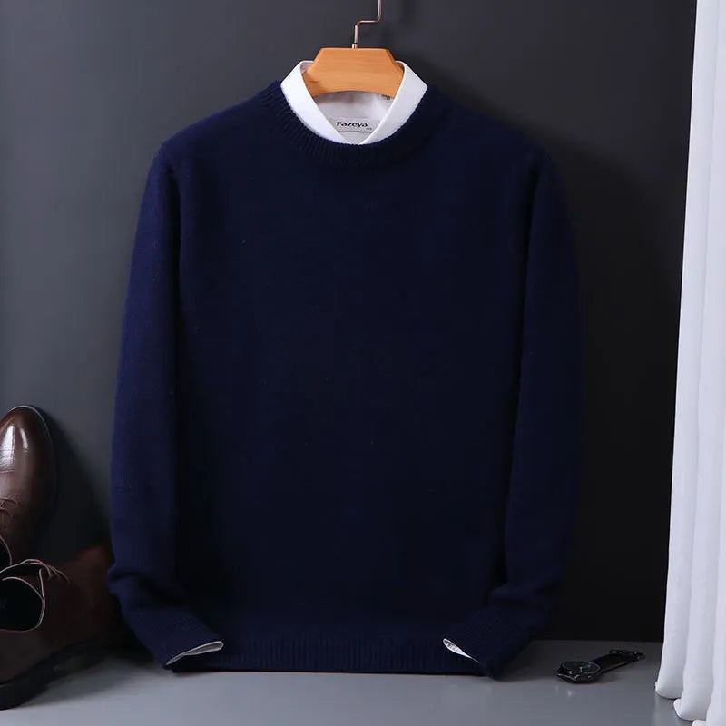 Stylish Cashmere Men's Sweater - Oliver-Marine Blue-XS-Nora Luxe