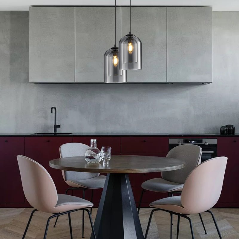 Stylish Double Glass Pendant Lamp - AuraGlas-Smoke grey-Nora Luxe