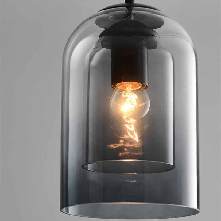 Stylish Double Glass Pendant Lamp - AuraGlas-Smoke grey-Nora Luxe